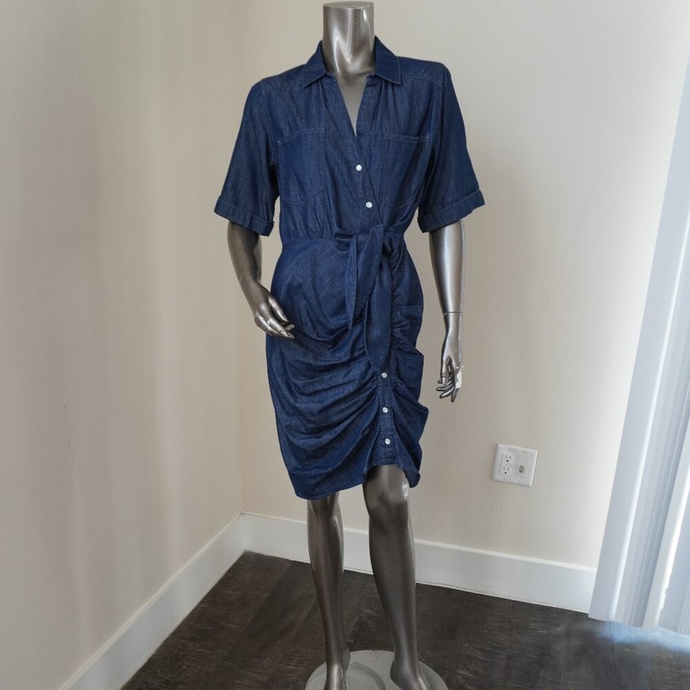 Veronica Beard Hensley Dress Blue Chambrey Shirt Dress Rushed Size 4 - Picture 4 of 7